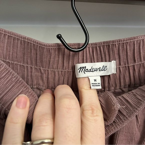 Madewell Corduroy Mauve Elastic Waist Pull On Tapered Pants Fig Purple Cargo - Picture 5 of 6